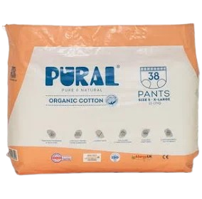 حفاضات قطن عضوية حجم 5 ,  XL12-17كجم 38حفاضه